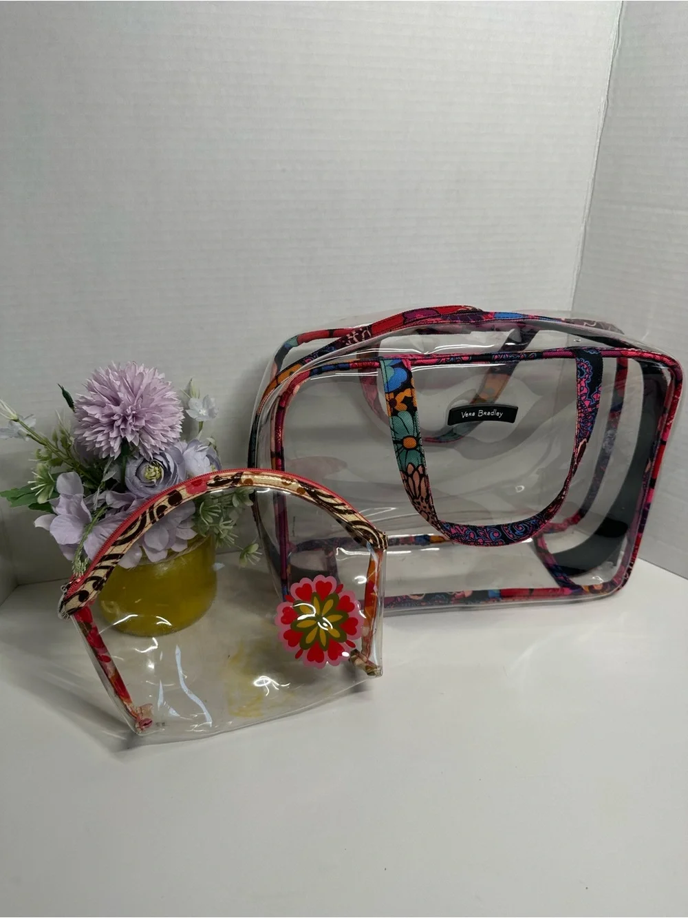 Vera Bradley Clear Travel Tote and Floral-Trim Cosmetic Pouch - Multi